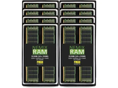 NEMIX RAM 512GB (16X32GB) DDR4 3200MHZ PC4-25600 2Rx4 1.2V 288-PIN ECC RDIMM Registered Server Memory KIT Compatible with Dell PowerEdge R7515