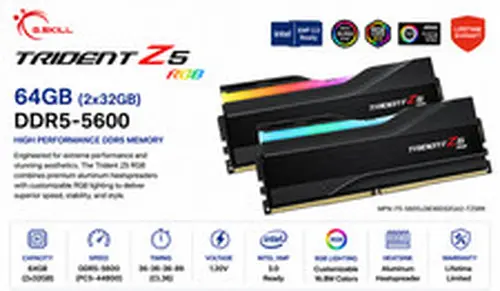 NEW G.SKILL Trident Z5 RGB 64GB (2x32GB) DDR5 RAM 5600MT/s Desktop XMP3.0 Memory