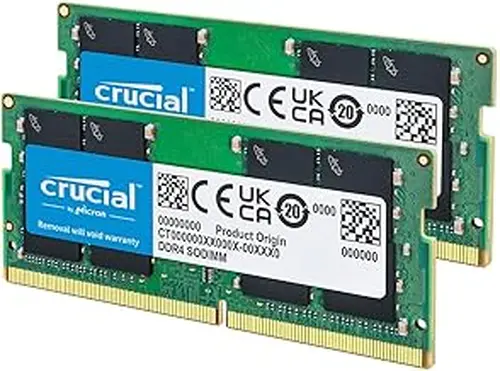 Crucial 32GB DDR4 RAM Kit (2x16GB), 3200MHz (PC4-25600) CL22 Laptop Memory, SODIMM 260-Pin, Downclockable to 2933/2666MHz, Compatible with 13th Gen Intel Core and AMD Ryzen 7000 - CT2K16G4SFRA32A