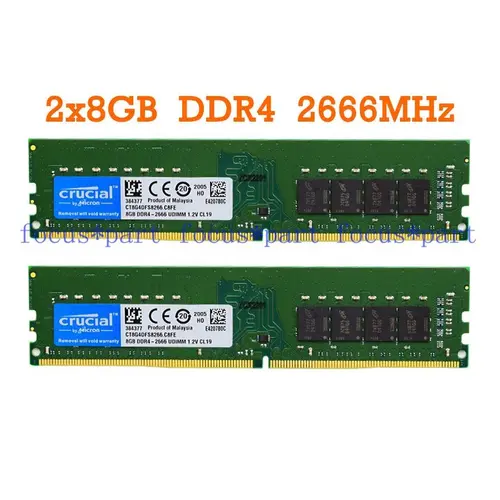 Crucial 8 GB DDR4 2133 2400 2666 3200 MHz DIMM 2Rx8 Desktop Memory 288-Pin x1/x2 8GB