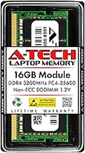 A-Tech 16GB DDR4 3200 MHz SODIMM PC4-25600 (PC4-3200AA) CL22 Non-ECC Laptop RAM Memory Module