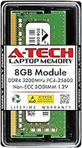 A-Tech 8GB DDR4 3200 MHz SODIMM PC4-25600 (PC4-3200AA) CL22 Non-ECC Laptop RAM Memory Module