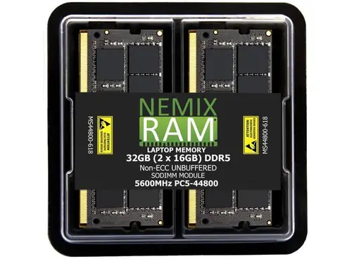 32GB 2X16GB DDR5 5600MHz PC5-44800 1Rx8 1.1V CL46 262-PIN Non-ECC Unbuffered SODIMM NEMIX RAM Laptop Memory KIT Compatible with ASUS Pro H810T-CSM...
