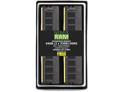 64GB 2X32GB DDR5 5600MHz PC5-44800 2Rx8 1.1V CL46 288-PIN ECC Unbuffered UDIMM NEMIX RAM Memory KIT Compatible with ASUS ProArt B850-CREATOR WiFi...