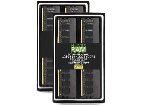 128GB 4X32GB DDR5 5600MHz PC5-44800 2Rx8 1.1V CL46 288-PIN ECC Unbuffered UDIMM NEMIX RAM Memory KIT Compatible with ASUS ProArt B850-CREATOR WiFi...
