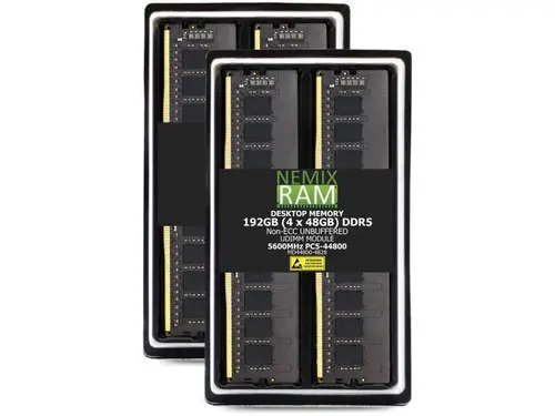 192GB 4X48GB DDR5 5600MHz PC5-44800 2Rx8 1.1V CL46 288-PIN Non-ECC Unbuffered UDIMM NEMIX RAM Desktop PC Memory KIT Compatible with ASUS Pro...