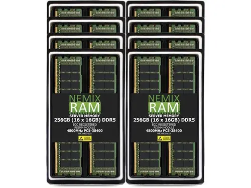 256GB 16X16GB DDR5 4800MHz PC5-38400 1Rx8 1.1V CL40 288-PIN ECC Registered RDIMM NEMIX RAM Server Memory KIT Compatible with Supermicro...