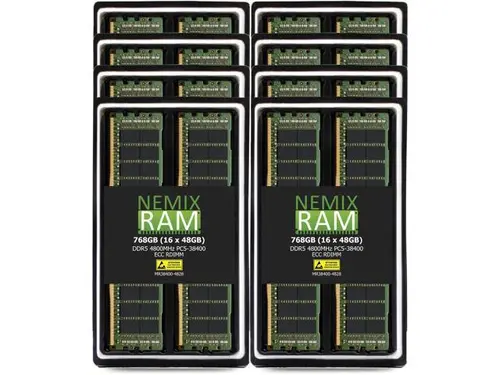 768GB 16X48GB DDR5 4800MHz PC5-38400 2Rx8 1.1V CL40 288-PIN ECC Registered RDIMM NEMIX RAM Server Memory KIT Compatible with Supermicro...