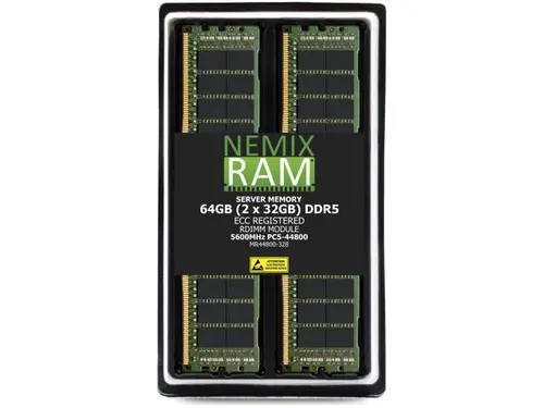 64GB 2X32GB DDR5 5600MHz PC5-44800 2Rx8 1.1V CL46 288-PIN ECC Registered RDIMM NEMIX RAM Server Memory KIT Compatible with Supermicro H13SSL-N...