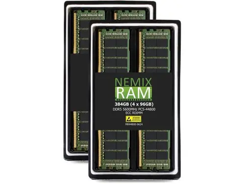 384GB 4X96GB DDR5 5600MHz PC5-44800 2Rx4 1.1V CL46 288-PIN ECC Registered RDIMM NEMIX RAM Server Memory KIT Compatible with Supermicro H13SSL-N...