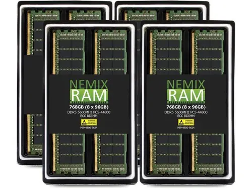 768GB 8X96GB DDR5 5600MHz PC5-44800 2Rx4 1.1V CL46 288-PIN ECC Registered RDIMM NEMIX RAM Server Memory KIT Compatible with Supermicro H13SSL-N...