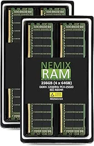 NEMIX RAM 256GB (4X64GB) DDR4 3200MHz PC4-25600 2Rx4 1.2V CL22 288-PIN ECC RDIMM Registered Server Memory KIT