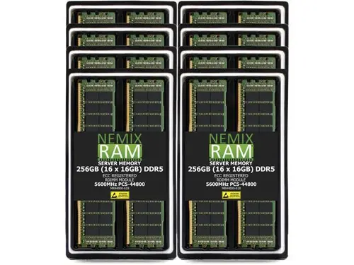 256GB 16X16GB DDR5 5600MHz PC5-44800 1Rx8 1.1V CL46 288-PIN ECC Registered RDIMM NEMIX RAM Server Memory KIT Compatible with Supermicro H14DSH...