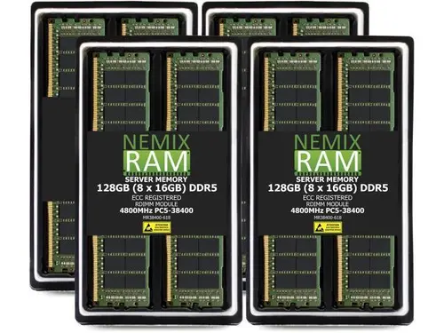 128GB 8X16GB DDR5 4800MHz PC5-38400 1Rx8 1.1V CL40 288-PIN ECC Registered RDIMM NEMIX RAM Server Memory KIT Compatible with Supermicro H14SST-G...
