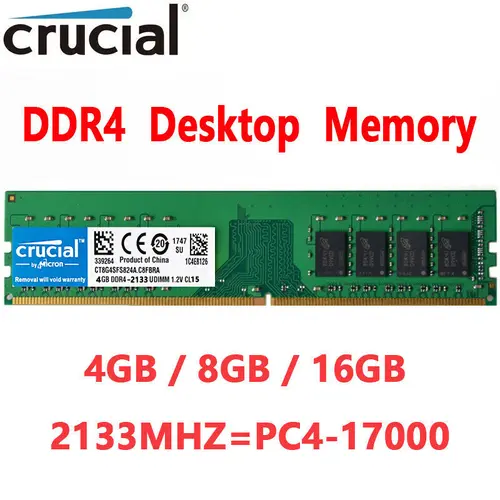 Crucial DDR4 4GB 8GB 16GB 2133Mhz PC4-17000 288pins Desktop Memory Dimm Ram