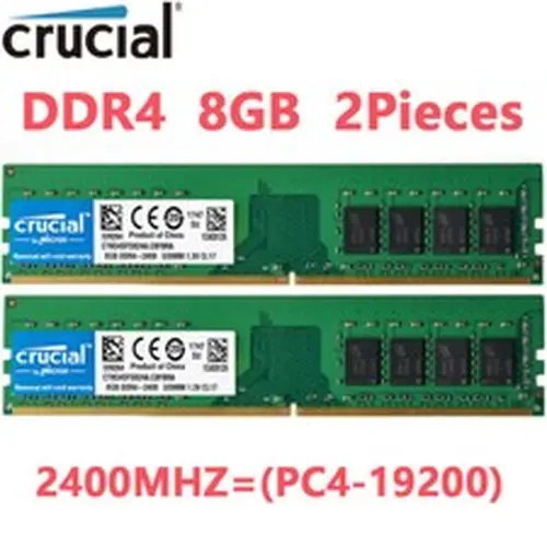 Crucial DDR4 16GB 2400Mhz PC4-19200 288pins Desktop Memory Dimm Ram 2X8GB