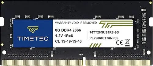 Timetec 8GB DDR4 2666MHz (PC4-2666V) PC4-21300 SODIMM Laptop RAM – 260-Pin 1.2V CL19 Non-ECC Unbuffered Memory Module for Laptop, Notebook, Mini PC, All-in-One