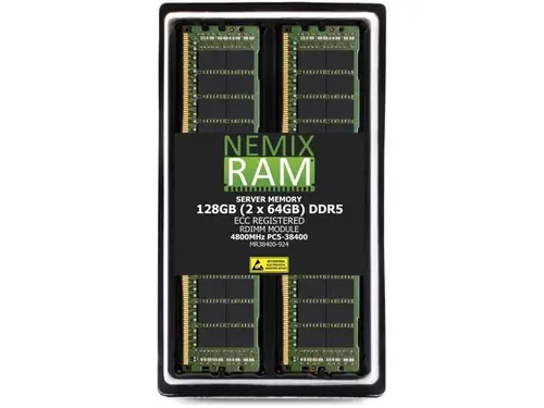128GB 2X64GB DDR5 4800MHz PC5-38400 2Rx4 1.1V CL40 288-PIN ECC Registered RDIMM NEMIX RAM Server Memory KIT Compatible with ASUS Pro WS TRX50-SAGE...