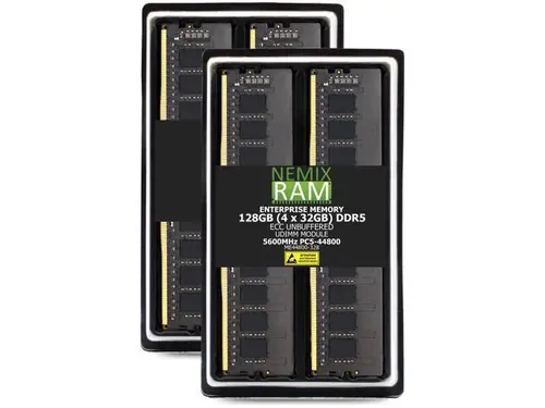 128GB 4X32GB DDR5 5600MHz PC5-44800 2Rx8 1.1V CL46 288-PIN ECC Unbuffered UDIMM NEMIX RAM Memory KIT Compatible with ASUS ROG Crosshair X870E / TUF...