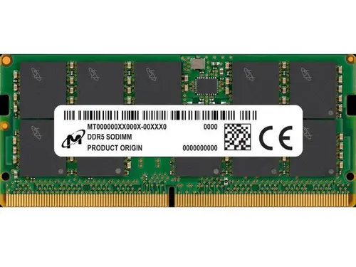 Micron 16GB DDR5-4800 ECC SODIMM Memory - 1Rx8 Single Rank - CL40 - Unbuffered - 1.1v - MTC10C1084S1TC48BA1R