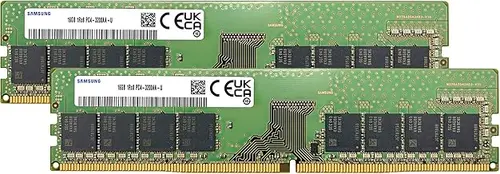 Samsung 32GB (2x16GB) DDR4 3200MHz PC4-25600 (PC4-3200AA) CL22 UDIMM 1Rx8 Single Rank 1.2V Non-ECC DIMM 288-Pin Desktop PC RAM Memory