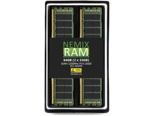 64GB 2X32GB DDR4 3200MHz PC4-25600 2Rx8 1.2V CL22 288-PIN ECC Registered RDIMM NEMIX RAM Server Memory KIT Compatible with Supermicro X12QCH+...