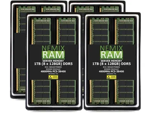 1TB 8X128GB DDR5 4800MHz PC5-38400 4Rx4 1.1V CL40 288-PIN ECC Registered RDIMM NEMIX RAM Server Memory KIT Compatible with ASUS Pro WS W790-ACE,...