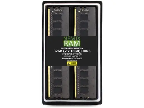 32GB 2X16GB DDR5 4800MHz PC5-38400 1Rx8 1.1V CL40 288-PIN ECC Unbuffered UDIMM NEMIX RAM Memory KIT Compatible with ASUS P13R-E, P13R-E/10G-2T,...
