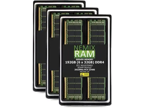 192GB 6X32GB DDR4 2933MHz PC4-23400 2Rx8 1.2V CL21 288-PIN ECC Registered RDIMM NEMIX RAM Server Memory KIT Compatible with ASUS Pro WS C621-64L...
