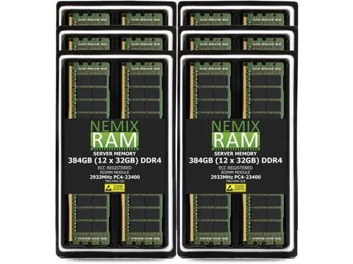 384GB 12X32GB DDR4 2933MHz PC4-23400 2Rx8 1.2V CL21 288-PIN ECC Registered RDIMM NEMIX RAM Server Memory KIT Compatible with ASUS Pro WS C621-64L...