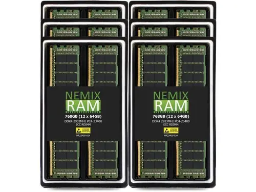 768GB 12X64GB DDR4 2933MHz PC4-23400 2Rx4 1.2V CL21 288-PIN ECC Registered RDIMM NEMIX RAM Server Memory KIT Compatible with ASUS Pro WS C621-64L...