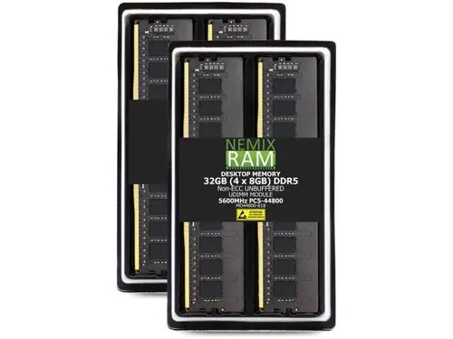 32GB 4X8GB DDR5 5600MHz PC5-44800 1Rx8 1.1V CL46 288-PIN Non-ECC Unbuffered UDIMM NEMIX RAM Desktop PC Memory KIT Compatible with ASUS Pro Q870M /...