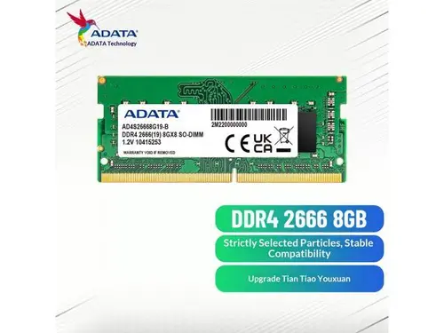 ADATA DDR4 memory, 8GB capacity, 2666MHz frequency, 260Pin SODIMM DDR4 laptop specification.