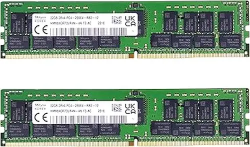 Timetec Hynix Original 64GB KIT(2x32GB) DDR4 2666MHz PC4-21300 Registered ECC 1.2V CL19 2Rx4 Dual Rank 288 Pin RDIMM Server Memory Ram Module Upgrade (64GB KIT(2x32GB))