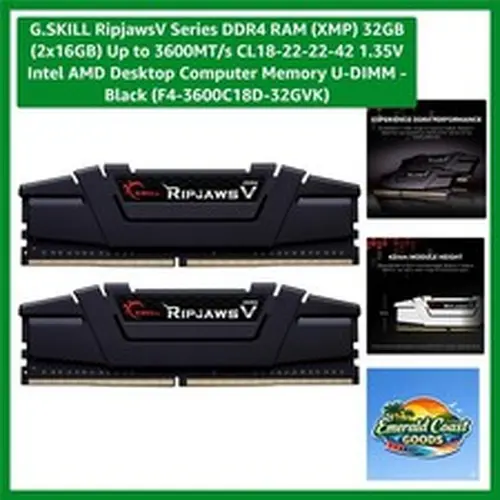 RipjawsV 32GB DDR4 RAM, 1.35V, 288-Pin, High-Speed Computer Memory Upgrade