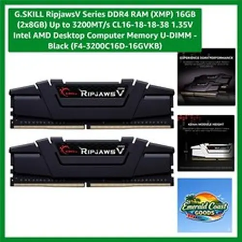 Ultimate 16GB RipjawsV Black RAM Kit - 3200MT/s DDR4 Memory for Desktops