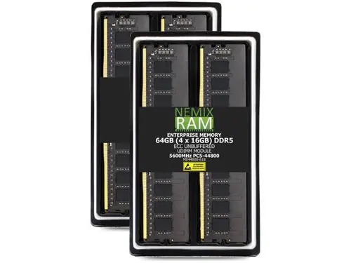 64GB 4X16GB DDR5 5600MHz PC5-44800 1Rx8 1.1V CL46 288-PIN ECC Unbuffered UDIMM NEMIX RAM Memory KIT Compatible with Supermicro H14SRV-HLN4F...