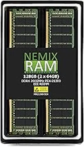 NEMIX NEMIX RAM 128GB (2X64GB) DDR4 2666MHz PC4-21300 2Rx4 1.2V CL19 288-PIN ECC RDIMM Registered Server Memory KIT