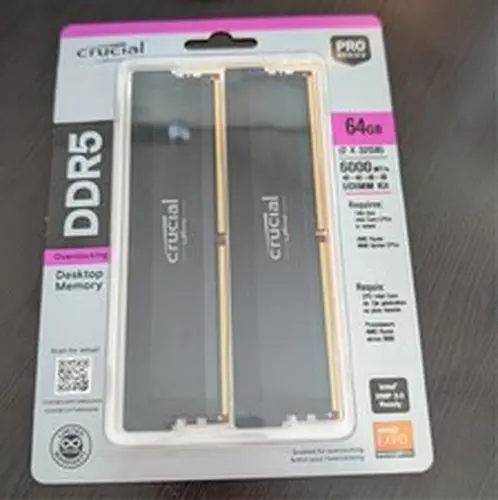 Crucial Pro DDR5 RAM 64GB Kit (2x32GB) 6000MHz CL40, Overclocking Desktop Memory