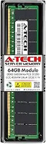 A-Tech 64GB DDR5 6400MHz PC5-51200 ECC RDIMM 2Rx4 (EC8 10x4) Dual Rank 1.1V ECC Registered DIMM 288-Pin Server RAM Memory Upgrade Module (A-Tech Enterprise Series)