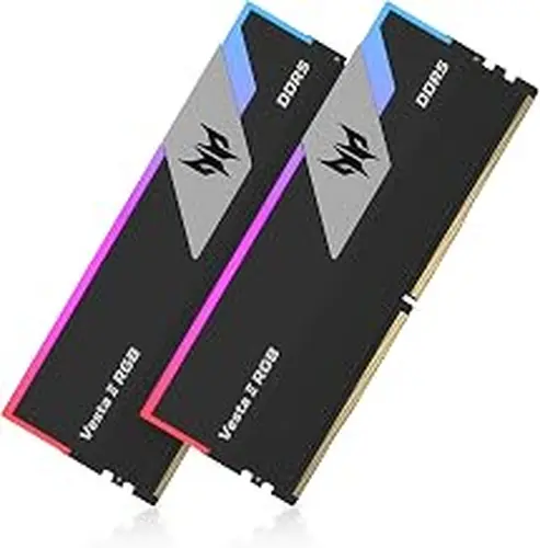 Acer Predator Vesta II RGB DDR5 RAM 32GB (16GBx2) 6000MHz CL32 PC5-48000, Intel XMP 3.0 AMD EXPO Compatible Computer Memory, Black BL.9BWWR.378
