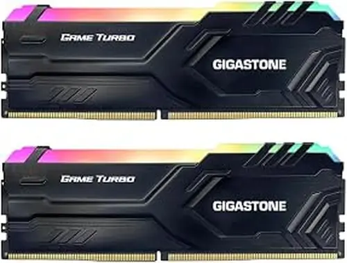 【RGB DDR5 RAM】 GIGASTONE Game Turbo 32GB Kit (2x16GB) DDR5 5600MHz PC5-44800 CL40-40-40-76 Intel XMP 3.0 AMD Ryzen 1.2V UDIMM 288 Pin Unbuffered Non ECC High Performance Gaming Desktop Memory - Black