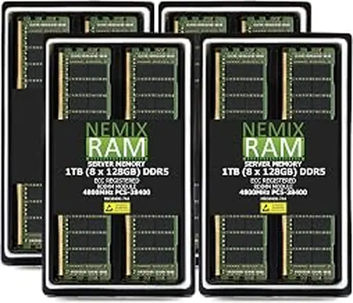 1TB (8X128GB) DDR5 4800MHz PC5-38400 4Rx4 1.1V CL40 288-PIN ECC Registered RDIMM NEMIX RAM Server Memory KIT