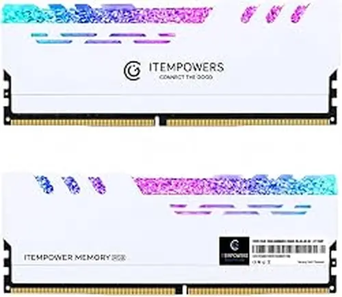 ITEMPOWERS 32GB (2x16GB) DDR5 6000MHz RGB Gaming Desktop RAM, 288-Pin UDIMM, CL38, 1.35V, White