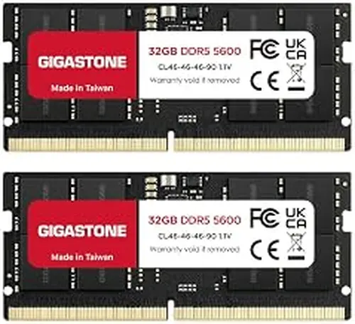 【DDR5 RAM Laptop Only】 GIGASTONE 64GB Kit (2x32GB) DDR5 4800MHz PC5-38400 CL 40-40-40-77 1.1V SODIMM 262 Pin Unbuffered Non ECC High Performance Notebook Memory Upgrade