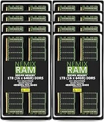 1TB 16X64GB DDR5 4800MHz PC5-38400 2Rx4 1.1V CL40 288-PIN ECC Registered RDIMM NEMIX RAM Server Memory KIT