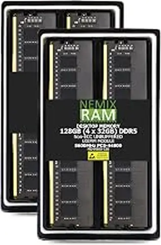 128GB 4X32GB DDR5 5600MHz PC5-44800 2Rx8 1.1V CL46 288-PIN Non-ECC UDIMM NEMIX RAM Memory KIT Compatible with Dell Pro Max Tower T2 Desktop