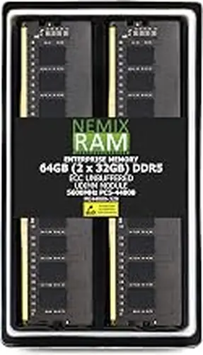 64GB 2X32GB DDR5 5600MHZ PC5-44800 2Rx8 1.1V CL46 288-PIN ECC Unbuffered UDIMM NEMIX RAM Memory KIT Compatible with Lenovo ThinkSystem ST50 V3 Tower Server