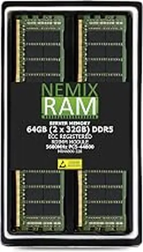 64GB 2X32GB DDR5 5600MHz PC5-44800 2Rx8 1.10V CL46 288-PIN ECC Registered RDIMM NEMIX RAM Server Memory KIT Compatible with MZ33-AR1 Motherboard
