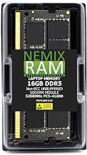 NEMIX RAM 16GB (1X16GB) DDR5 5200MHZ PC5-41600 1Rx8 1.1V CL44 262-PIN Non-ECC Unbuffered SODIMM Laptop PC Memory Compatible with Kingston KVR52S42BS8-16